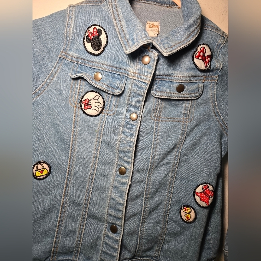 Disney Minnie Mouse Denim Jean Jacket Collection by Tutu Couture Girls Size 10 - Picture 3 of 5